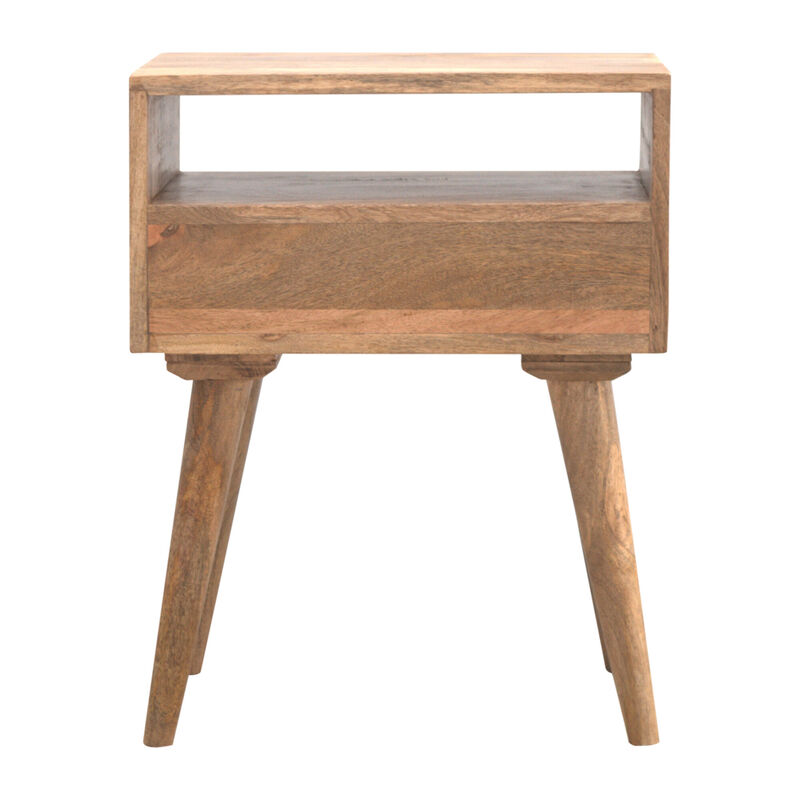 Modern Solid Wood Nightstand with Open Slot 1 Drawer oak-ish