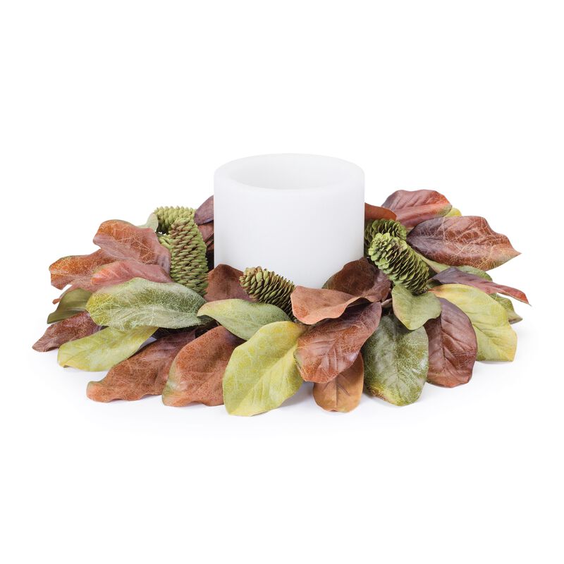 Magnolia Leaf Candle Ring for Elegant Centerpieces and Seasonal Decor