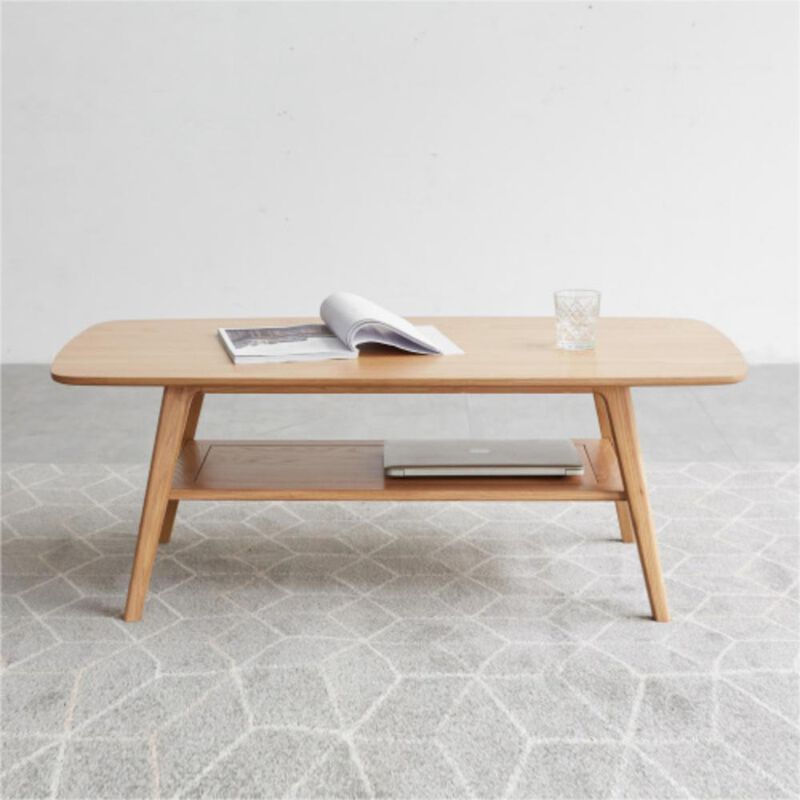 Center table Low Table 100% solid wood Top plate Desk Coffee table Study desk Work from home Easy to assemble Natural wood with storage shelf Natural writing desk