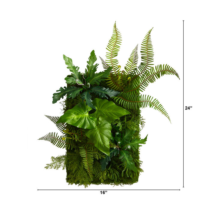 Hivvago 24" x 16" Mixed Foliage Artificial Living Wall