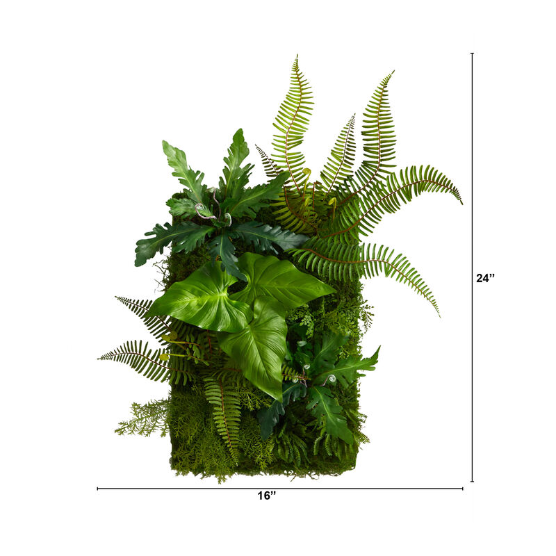 Hivvago 24" x 16" Mixed Foliage Artificial Living Wall
