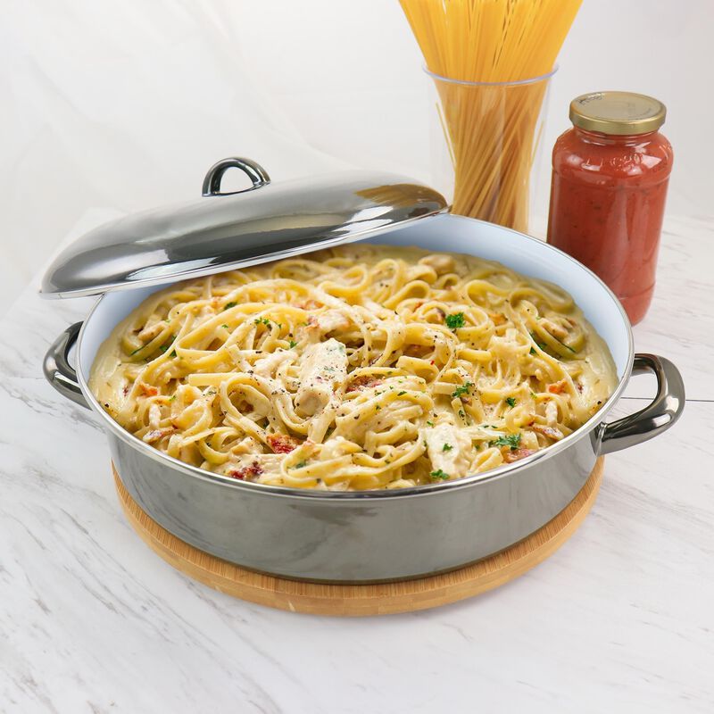 Gibson Home 5 Quart Gray Enamel on Steel Braiser Pan with Lid