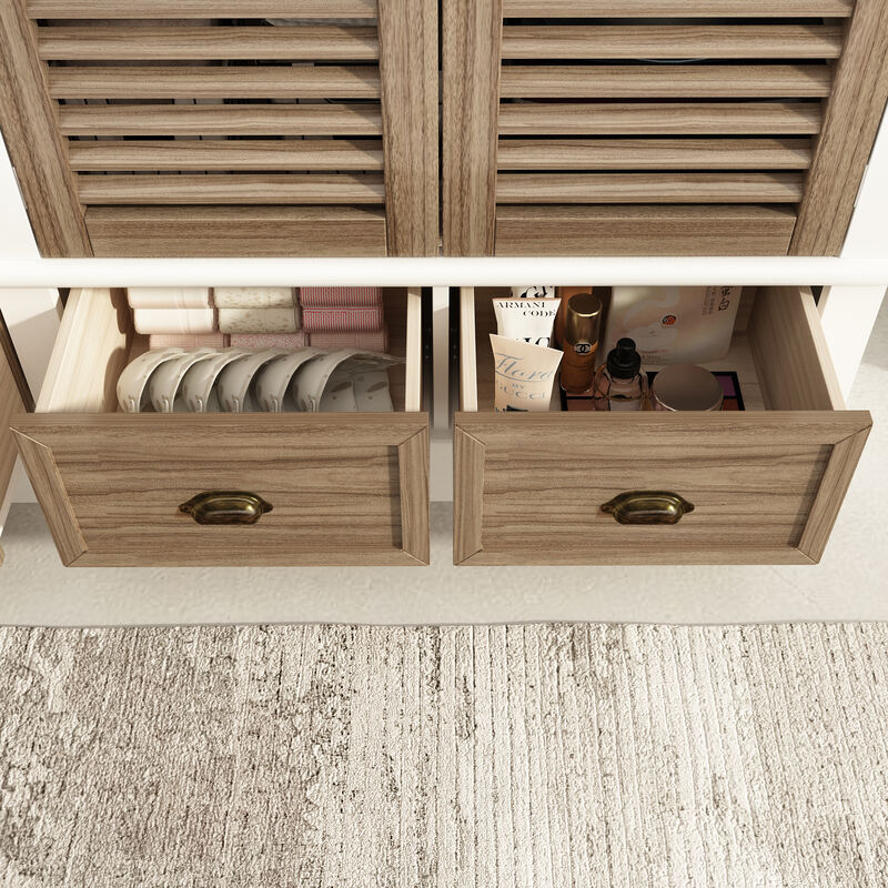 FUFU&GAGA Modern Wardrobe Armoire  with Adjustable Shelves and Spacious Drawers,(63" W x 19.7" D x 74.8"H),Brown