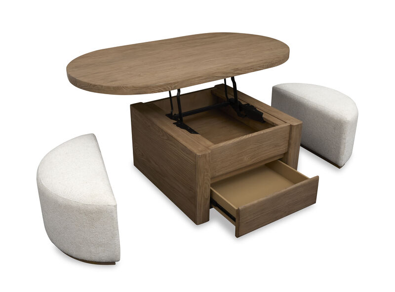Hayden Cocktail Table with 2 Ottomans