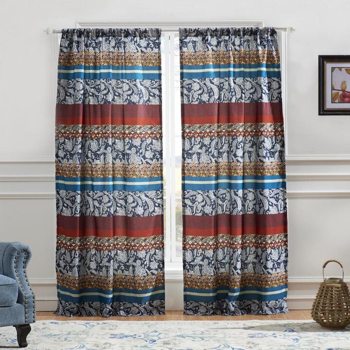 Barefoot Bungalow Vista Quirky Window Panel With Tie Back - 42X84", Multicolor