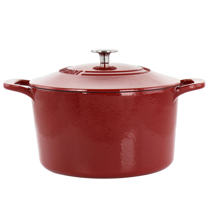 Martha Stewart 7 Quart Enameled Cast Iron Dutch Oven with Lid in Red