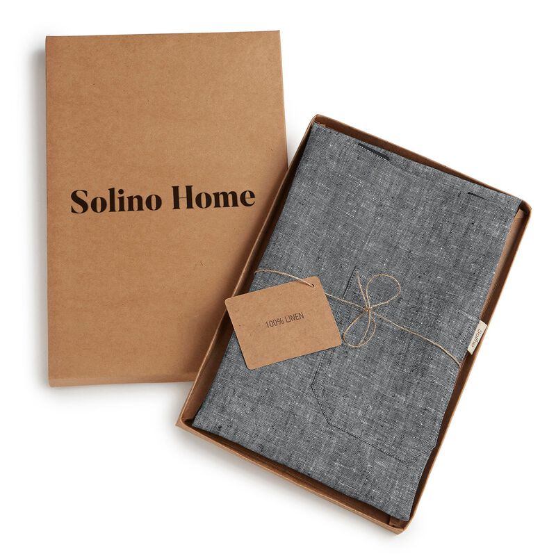 Solino Home 100% Pure Linen Bib Apron 32 x 27 Inch | Linen Kitchen Apron for Men and Women