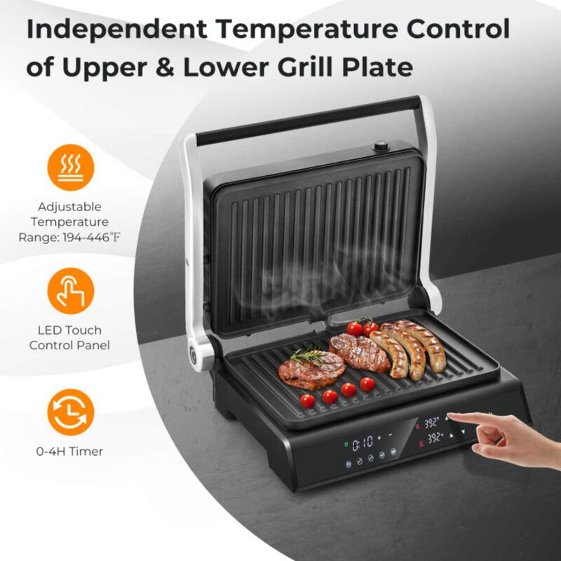 Hivvago 3 in 1 Indoor Electric Panini Press Grill with LED Display-Black