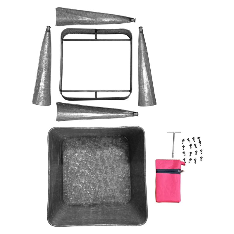 Multi Functional Galvanized Metal Tub on Stand, Gray-Benzara