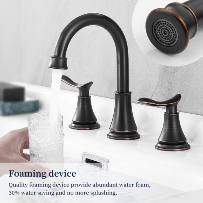Modern Oil Rubbed Bronze Widespread Bathroom Faucet,  2-Handle Vanity Sink Faucet with Drain