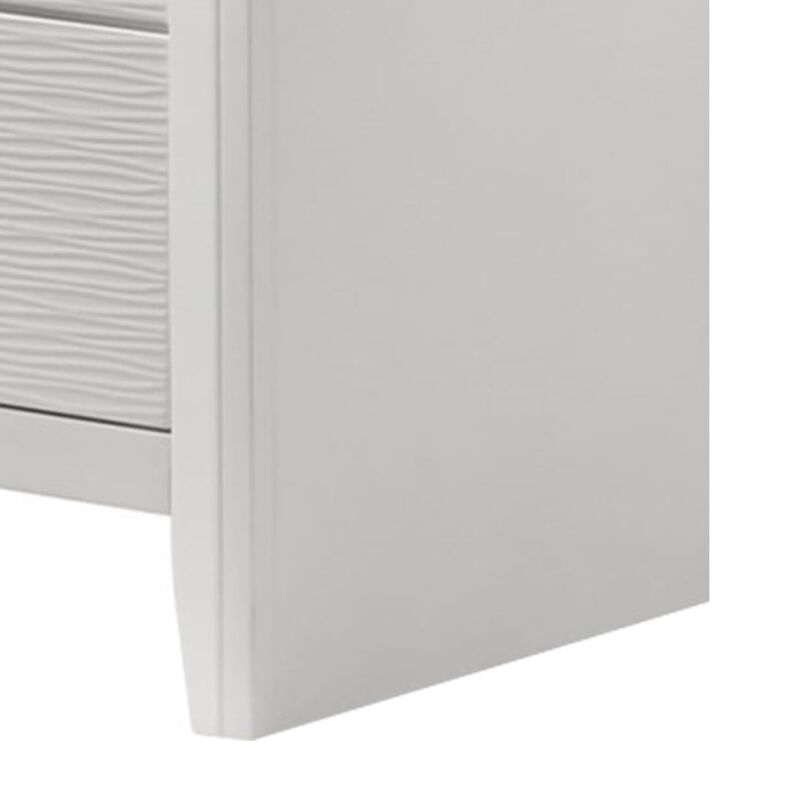 Benjara Eve 55 Inch Wide Dresser with Mirror, 9 Drawers, Metal Handles, Wood, White and Silver