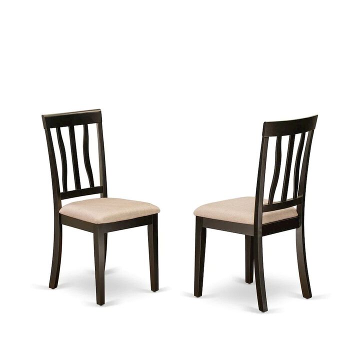 East West Furniture AVAT7-BLK-C Dining set - 7 Pcs with 6 Wooden Chairs