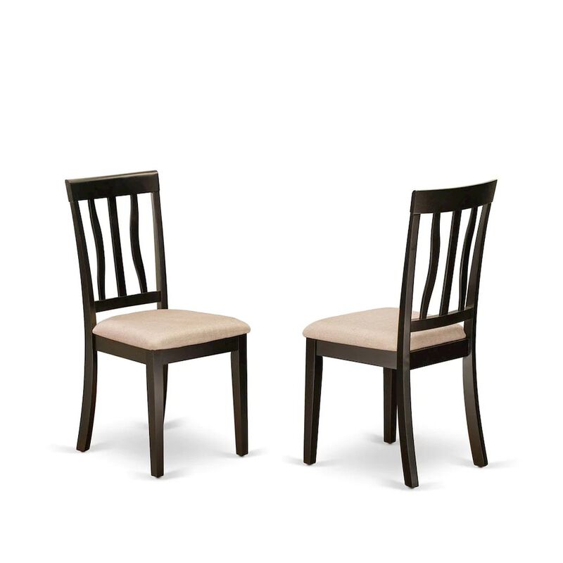 East West Furniture AVAT7-BLK-C Dining set - 7 Pcs with 6 Wooden Chairs