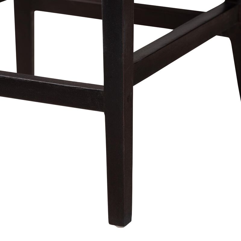 Bali & Pari Lingga Modern Dark Brown Mahogany Wood and Natural Rattan Counter Stool