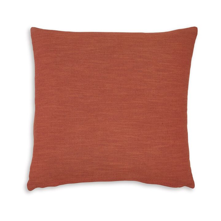 Ina 22 Inch Accent Throw Pillow Set of 4, Square, Rust Brown Cotton Linen -