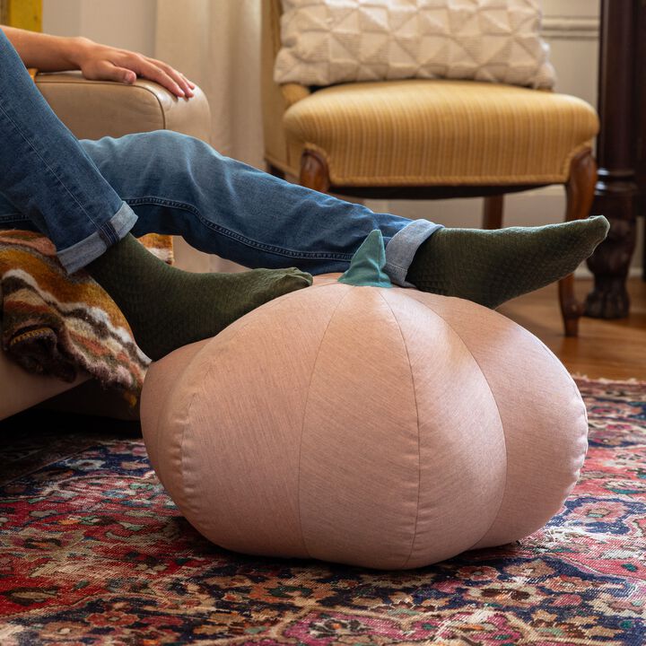 Jaxx Pumpkin Pouf - Luxurious Ottoman for Fall & Halloween Décor - Indoor/Outdoor Sunbrella Petal