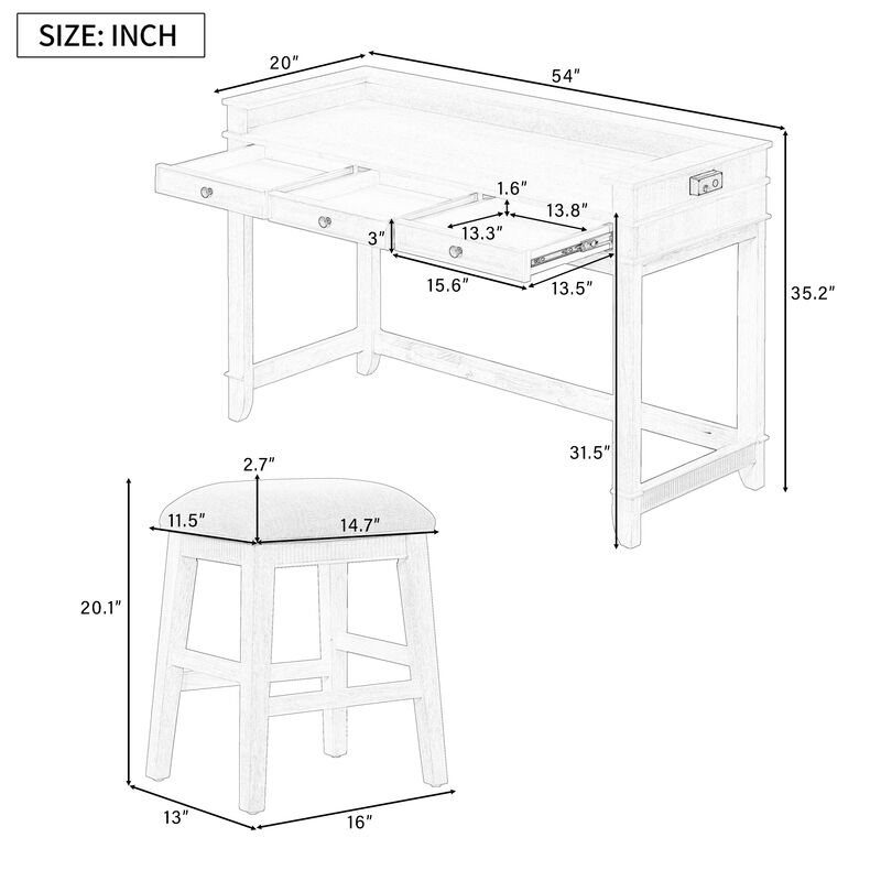 Merax 4-piece Dining Bar Table Set with 3 Stools