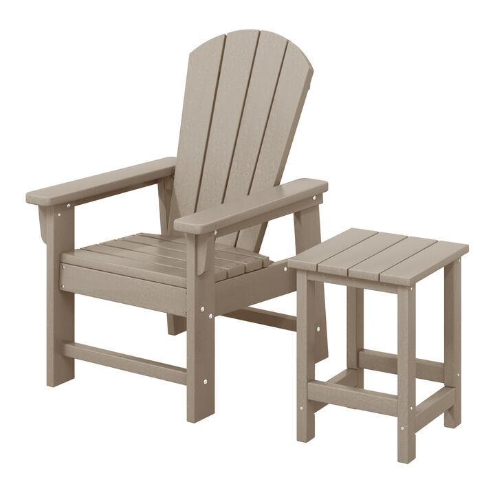 WestinTrends 2-Piece Kids Outdoor HDPE Adirondack Chair With Square Side Table Set