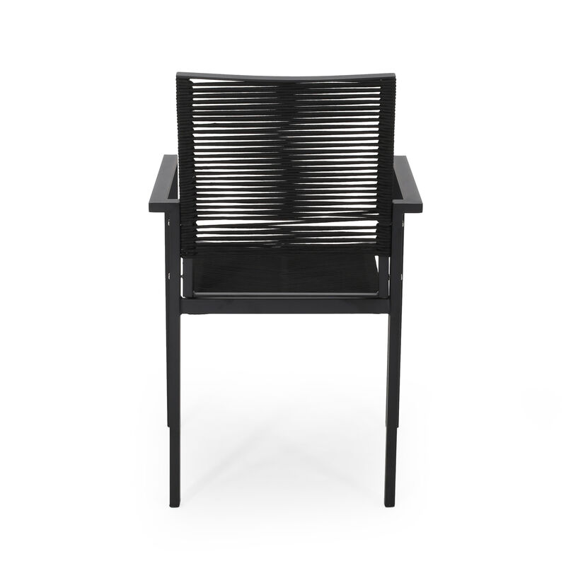Merax 2 PCS Outdoor Modern Aluminum Dining Chairs with Rope Seat