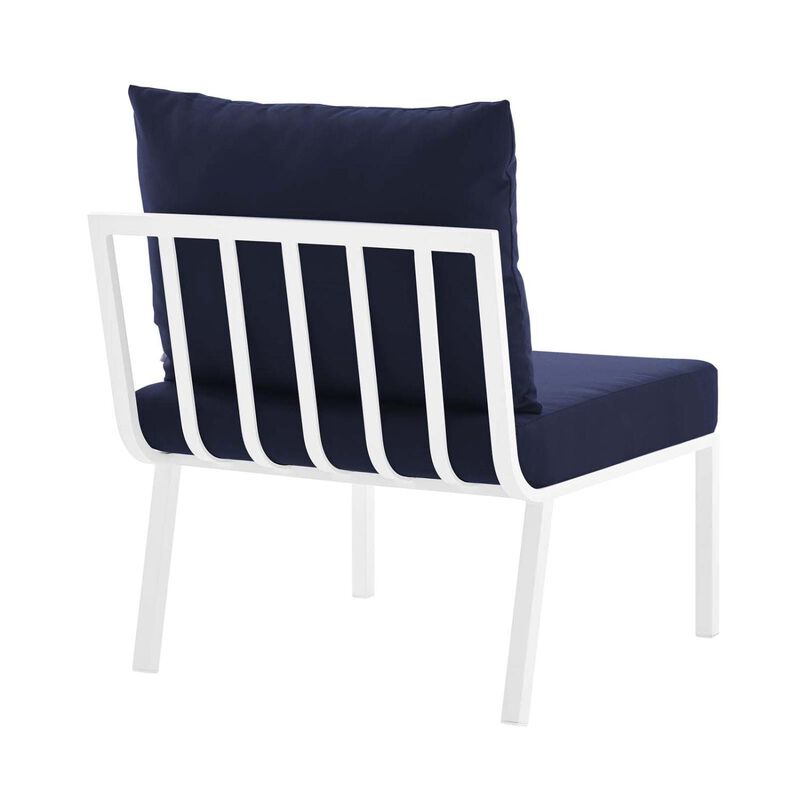 Modway Riverside Outdoor Furniture, Armless Chair, White Navy