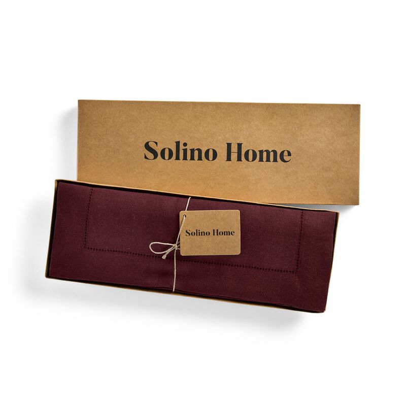 Solino Home 100% Pure Linen Placemats Set of 4 - 14 x 19 Inch | Classic Hemstitch