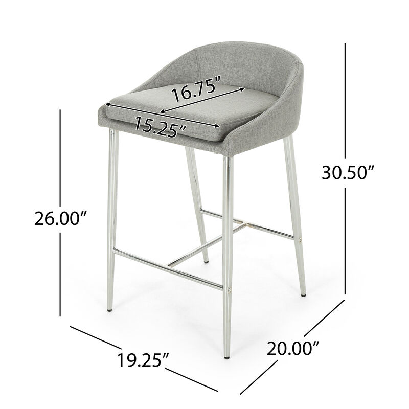 Modern Upholstered Counter Stools with Chrome Base (Set of 2)