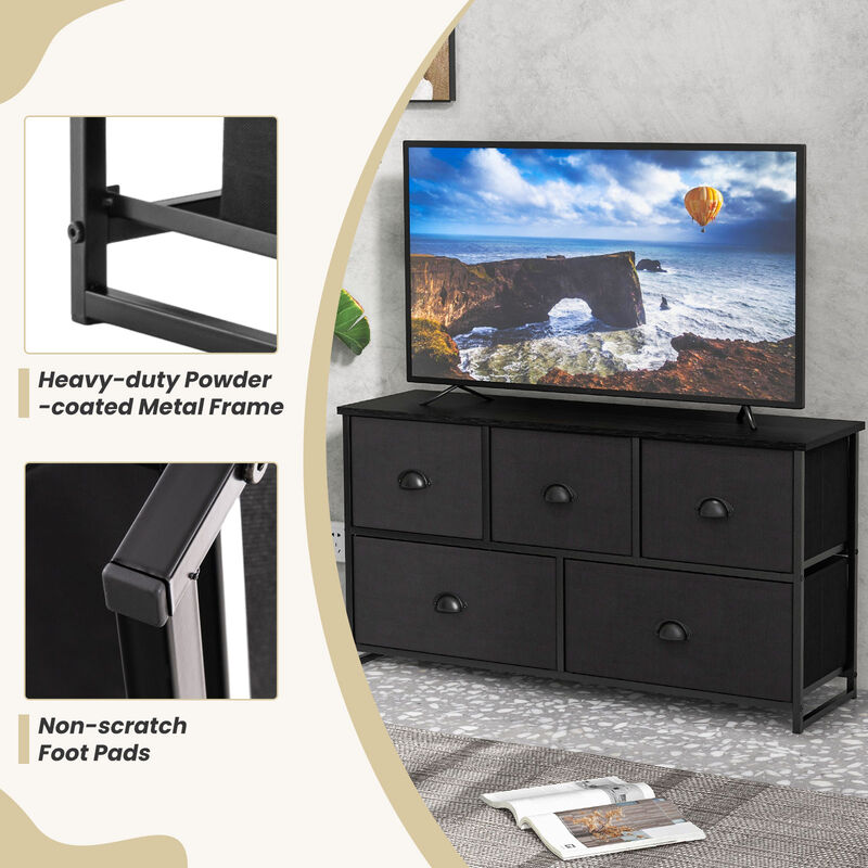 Dresser Storage Tower with 5 Foldable Cloth Storage Cubes