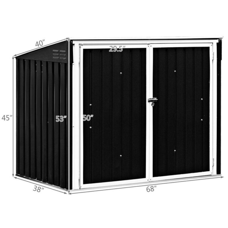 Hivvago Horizontal Storage Shed 68 Cubic Feet for Garbage Cans