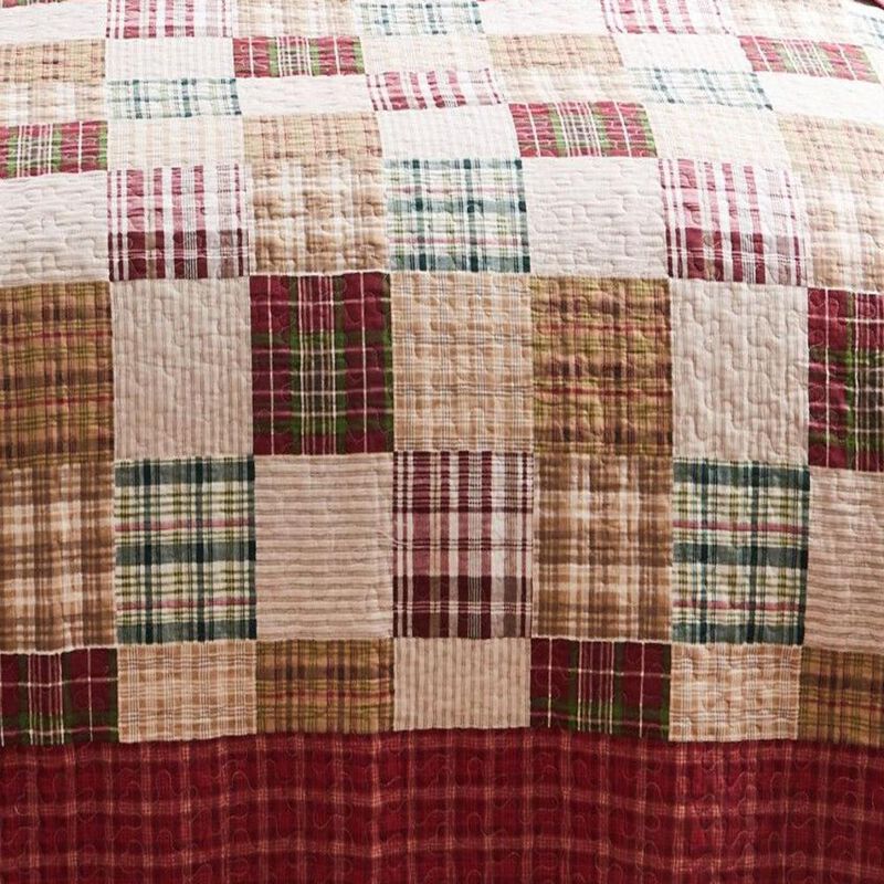 Greenland Home Fashion Oxford Quilt Set 3 Pieces Quilt Set Including Pillow Sham Full/Queen Red