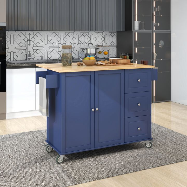 Streamdale Mobile Kitchen Island with Drop Leaf & Storage Cabinet