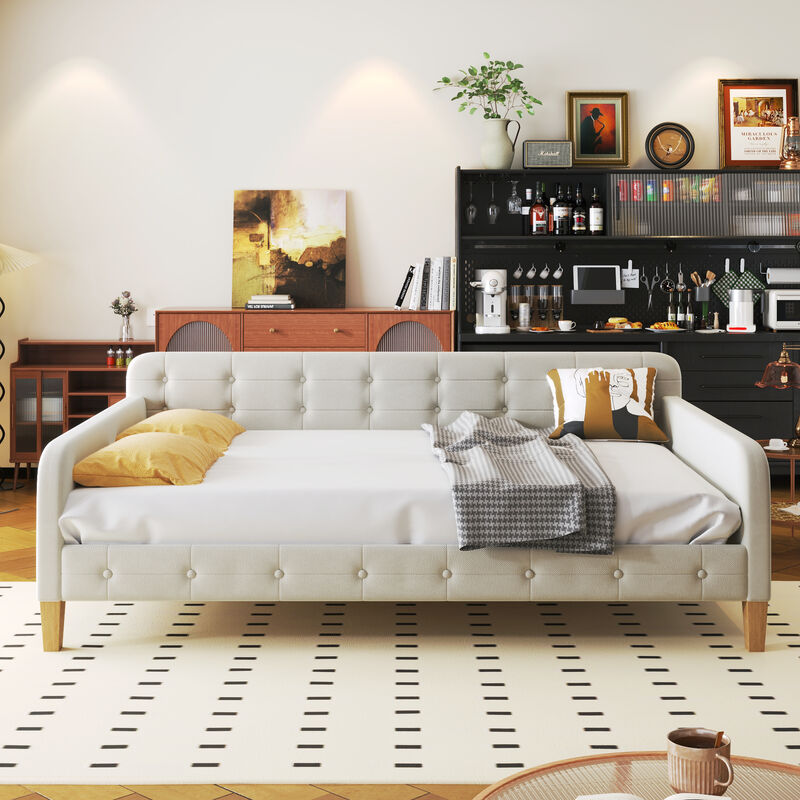 Merax Modern Upholstered Daybed with 4 Support Legs