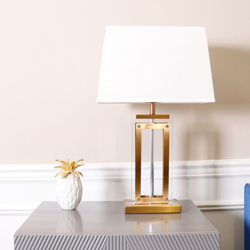 Pasargad Home Astoria Glass & Steel Table Lamp, H26"