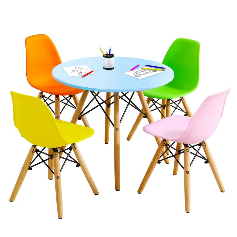 5 Pieces Kids Mid-Century Modern Table Chairs Set