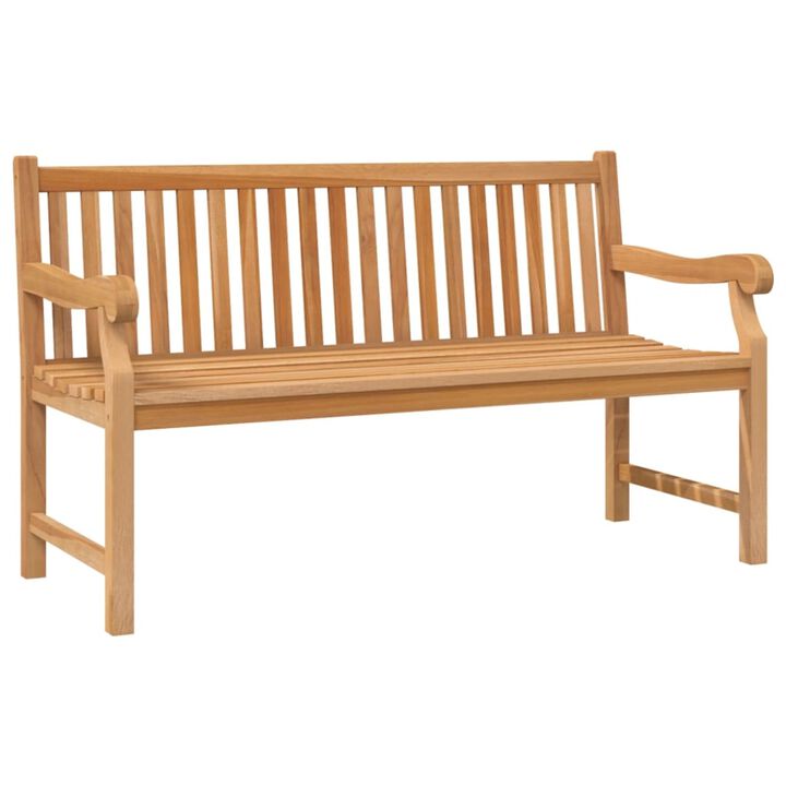 vidaXL Patio Bench - 59.1" Solid Teak Wood - Fine Sanded Finish - Durable and Weather-Resistant Wooden Garden Furniture - Easy Assembly - Suitable for Patio and Garden