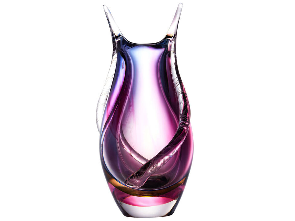 Hand Blown Sommerso Art Glass Teardrop Vase