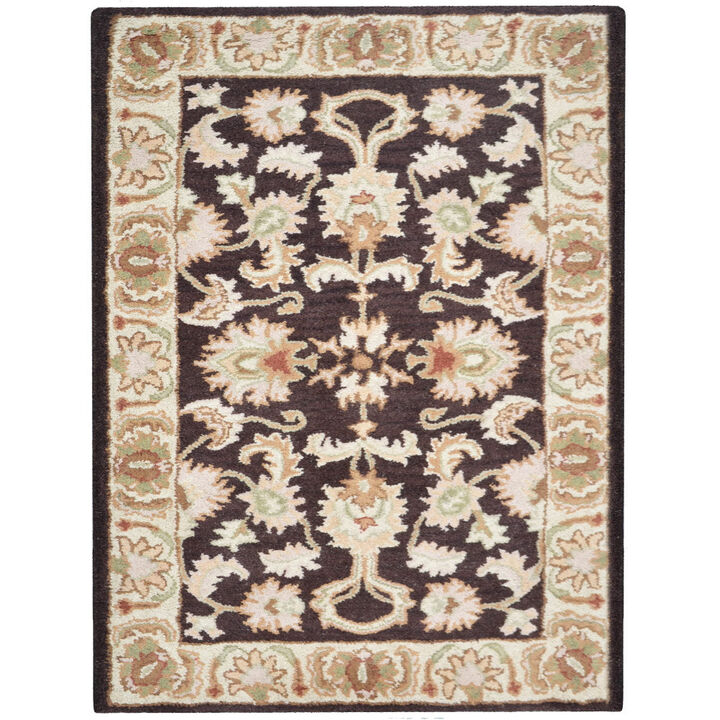 RUGSOTIC CARPETS HAND TUFTED WOOL ECO-FRIENDLY AREA RUGS  - 5'x8', Rectangle Shape, Brown & Beige, Classic Oriental Traditional  Design, High Pile Thick Handmade Anti Skid Area Rugs (K00663)