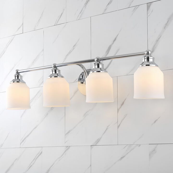 Lydia Iron/Frosted Glass Farmhouse Cottage LED Vanity Light