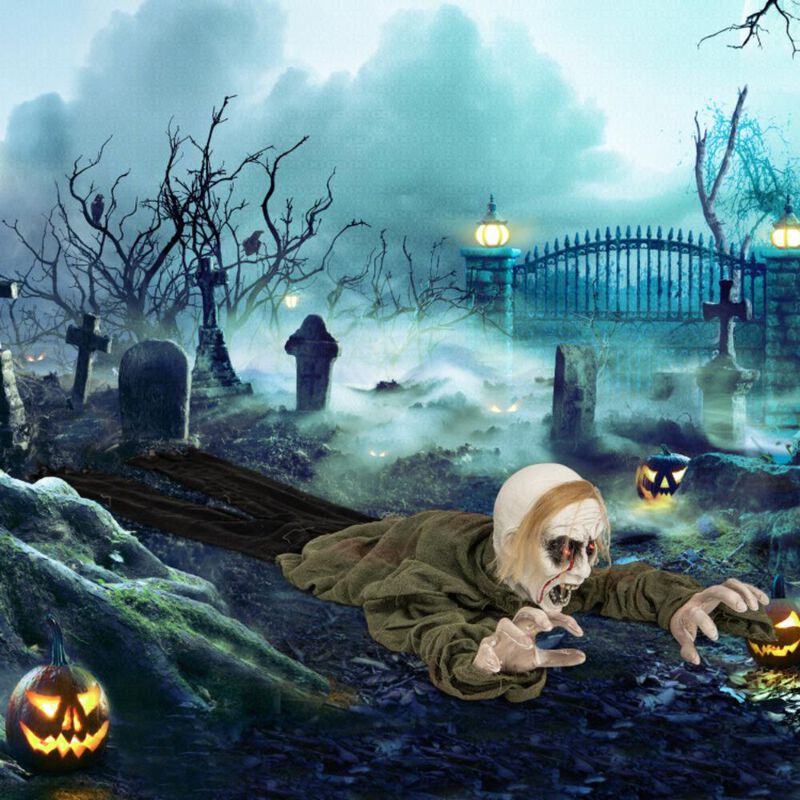 Hivvago Halloween Groundbreaker Climbing Zombie with Light up Eyes and Creepy Sound