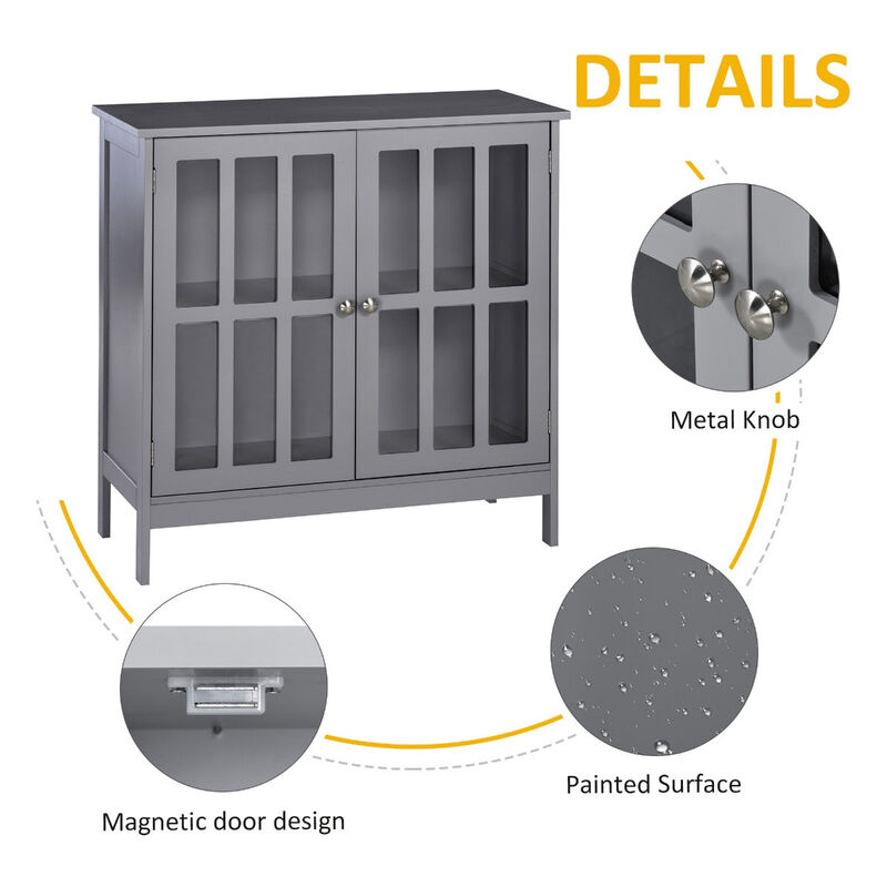 Gray Space-Saver: Multifunctional Bathroom Cabinet with Door and Shelves