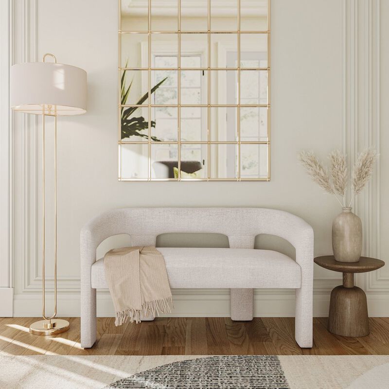 Jofran Gwen Modern Luxury Jacquard Fabric Upholstered Sculpture Bench