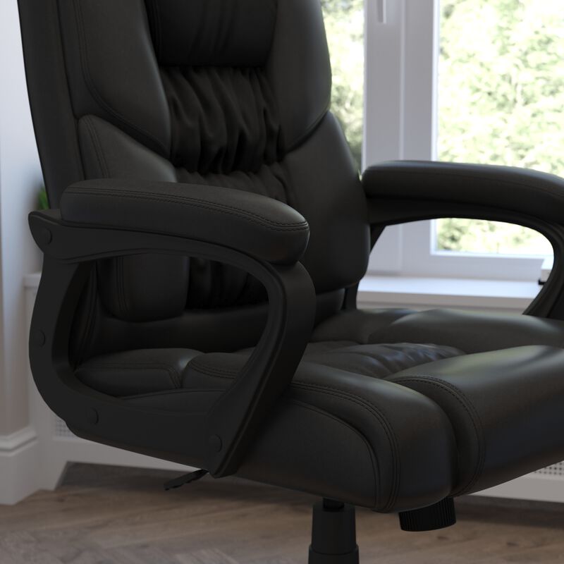 Flash Fundamentals Big & Tall 400 lb. Rated Black LeatherSoft Swivel Office Chair with Padded Arms
