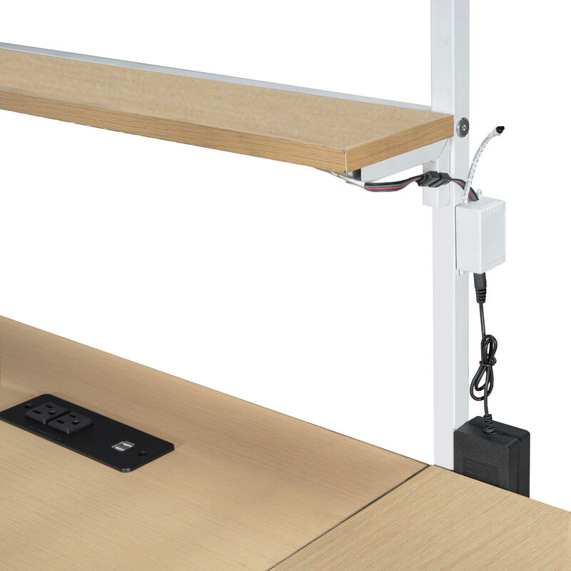 Merax Metal Loft Bed with Built-in Work Station