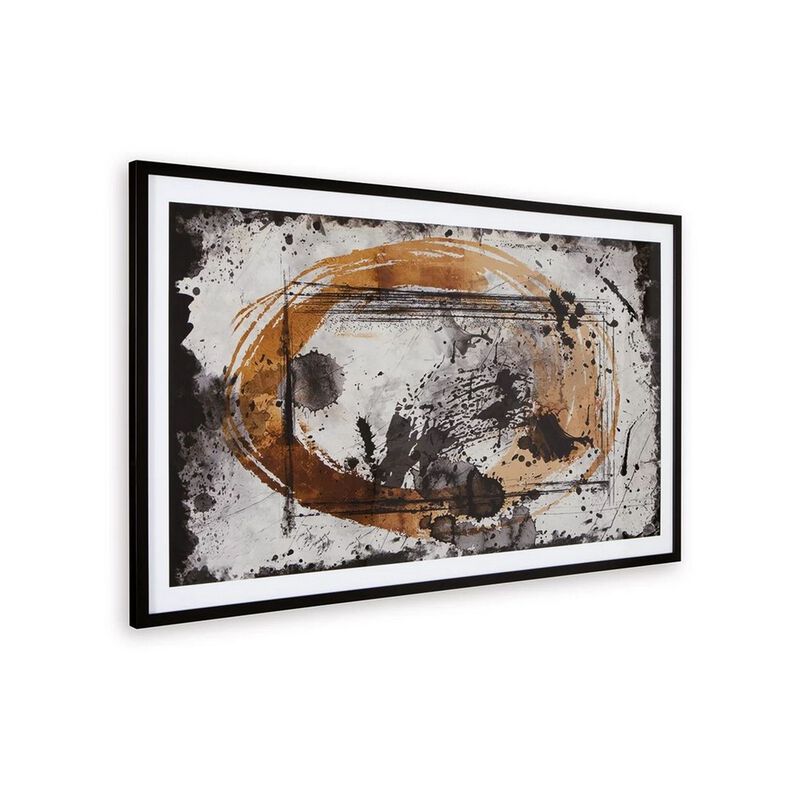 37 x 63 Inch Wall Art Decor, Framed Acrylic, Modern Abstract Black, Brown - Benzara