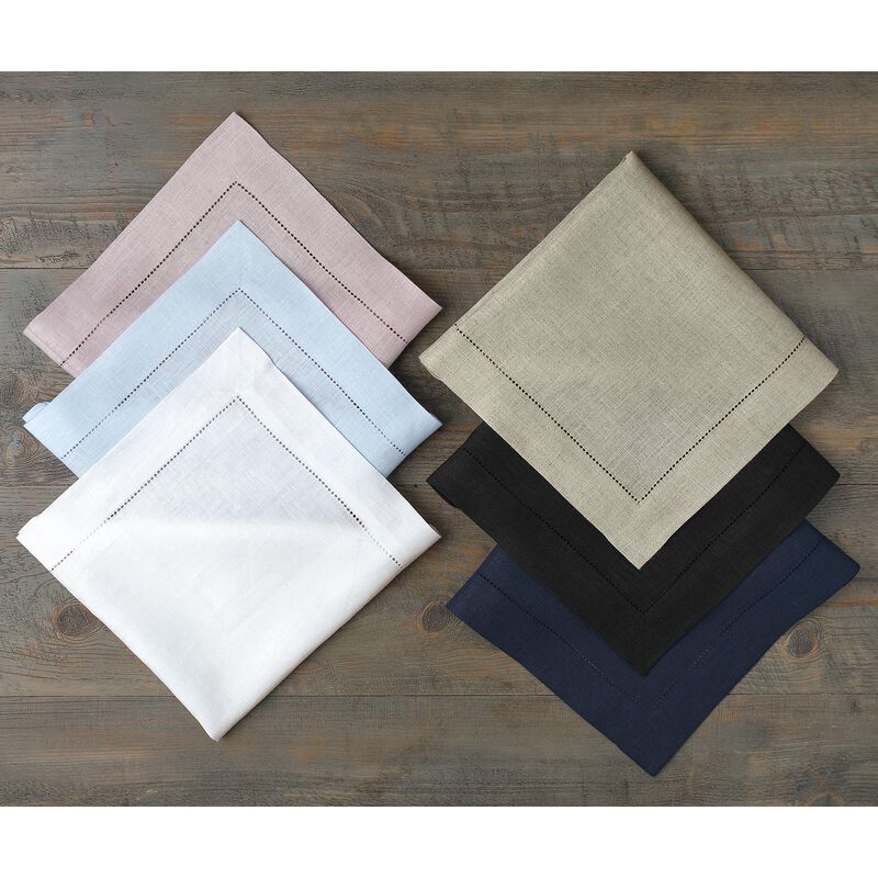 Solino Home 100% Pure Linen Dinner Napkins 20 x 20 Inch Set of 4 | Classic Hemstitch
