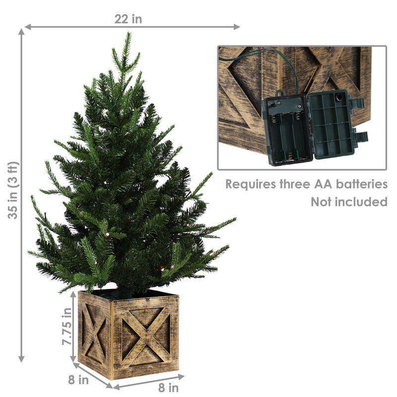Sunnydaze Farmhouse Indoor Pre-Lit Artificial Christmas Tree - 3 ft