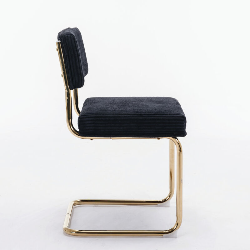 2 Modern Black Corduroy Dining Chairs