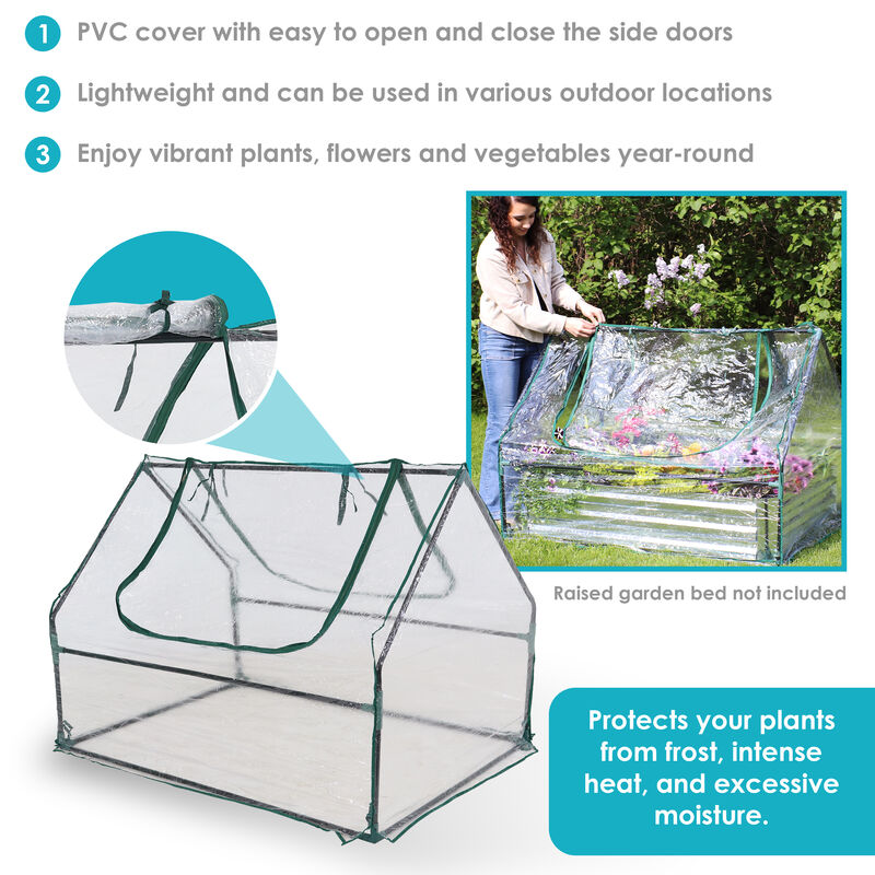 Sunnydaze 4 x 3 ft Iron PVC Panel Mini Greenhouse with 2 Doors - Clear