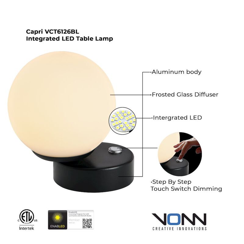 VONN Lighting Height Integrated LED Table Lamp in Black