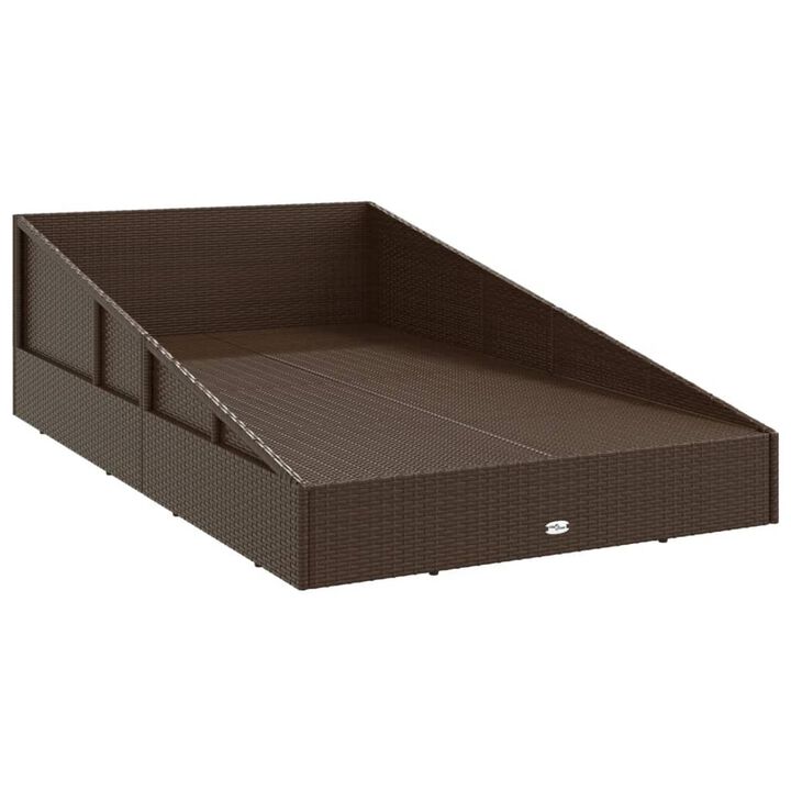 Garden Outdoor Daybed, White Polyester Cushions, Brown Poly Rattan - Benzara