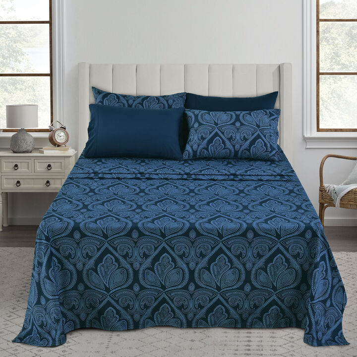 Lux Decor Collection Bed Sheets - Brushed Microfiber Paisley Sheet Set
